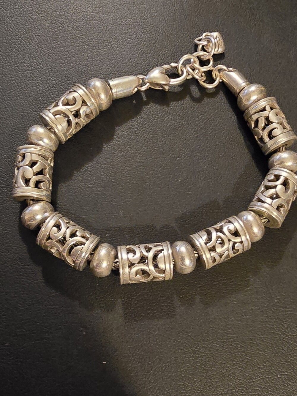 Brighton -Style Silver Filigree Bead Bracelet - Silver